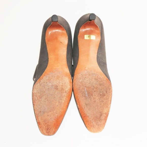 Vintage Gray Shoes Hammered Silver Buckles 7 AA - Picture 8 of 8